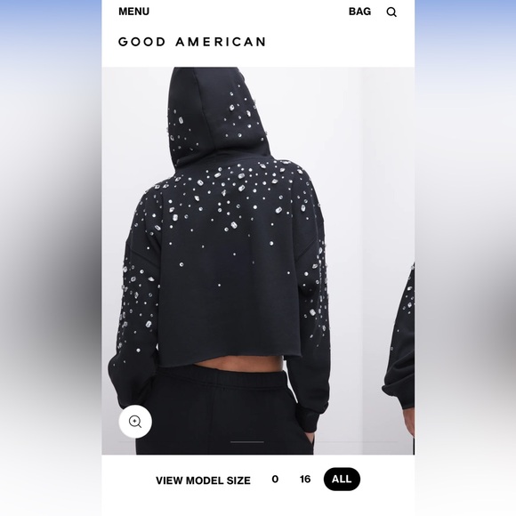 Good American size 0 black crystal embellished fleeced hoodie - Picture 4 of 4